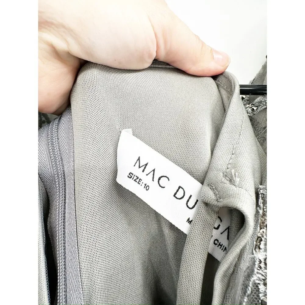 Mac‎ Duggal 20392 Gunmetal Embellished Butterfly Fit and Flare Tea-Length Dress - Picture 8 of 8